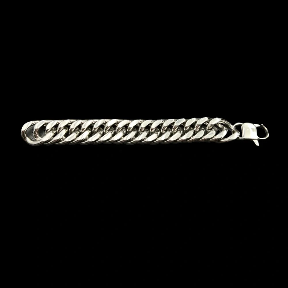 Unisex 20mm Stainless Steel Chain Bracelet 8” Length Lobster Clasp